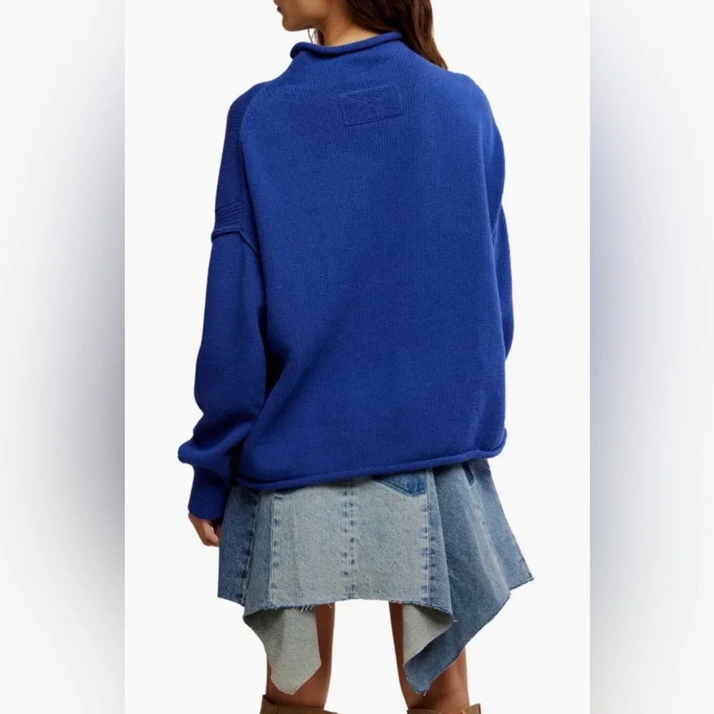 Free People Torres Turtleneck Sweater in Skipper Blue